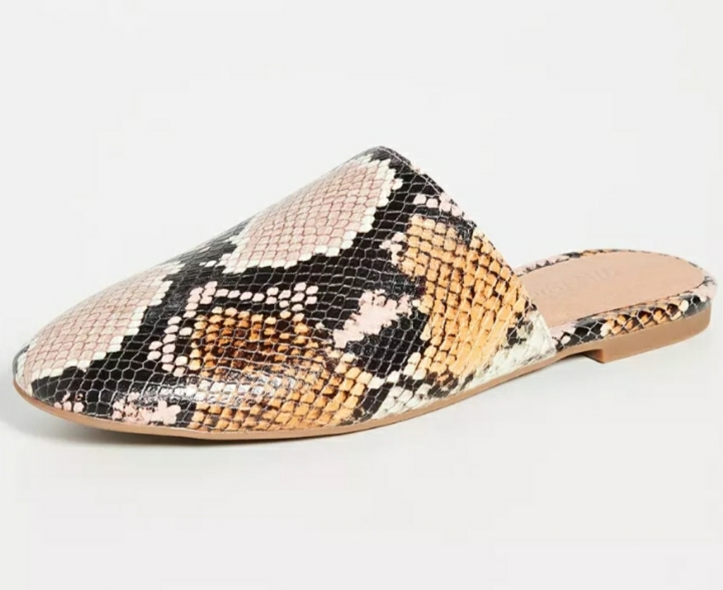Madewell Snakeskin-Print Leather Mules In Pink, Tan & Black